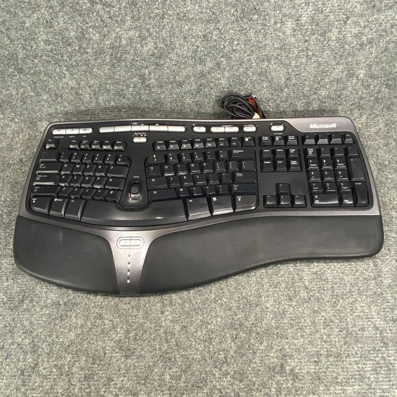 Microsoft Natural Ergonomic USB Wired Keyboard 4000 V1.0 Black KU-0462 - Picture 1 of 8